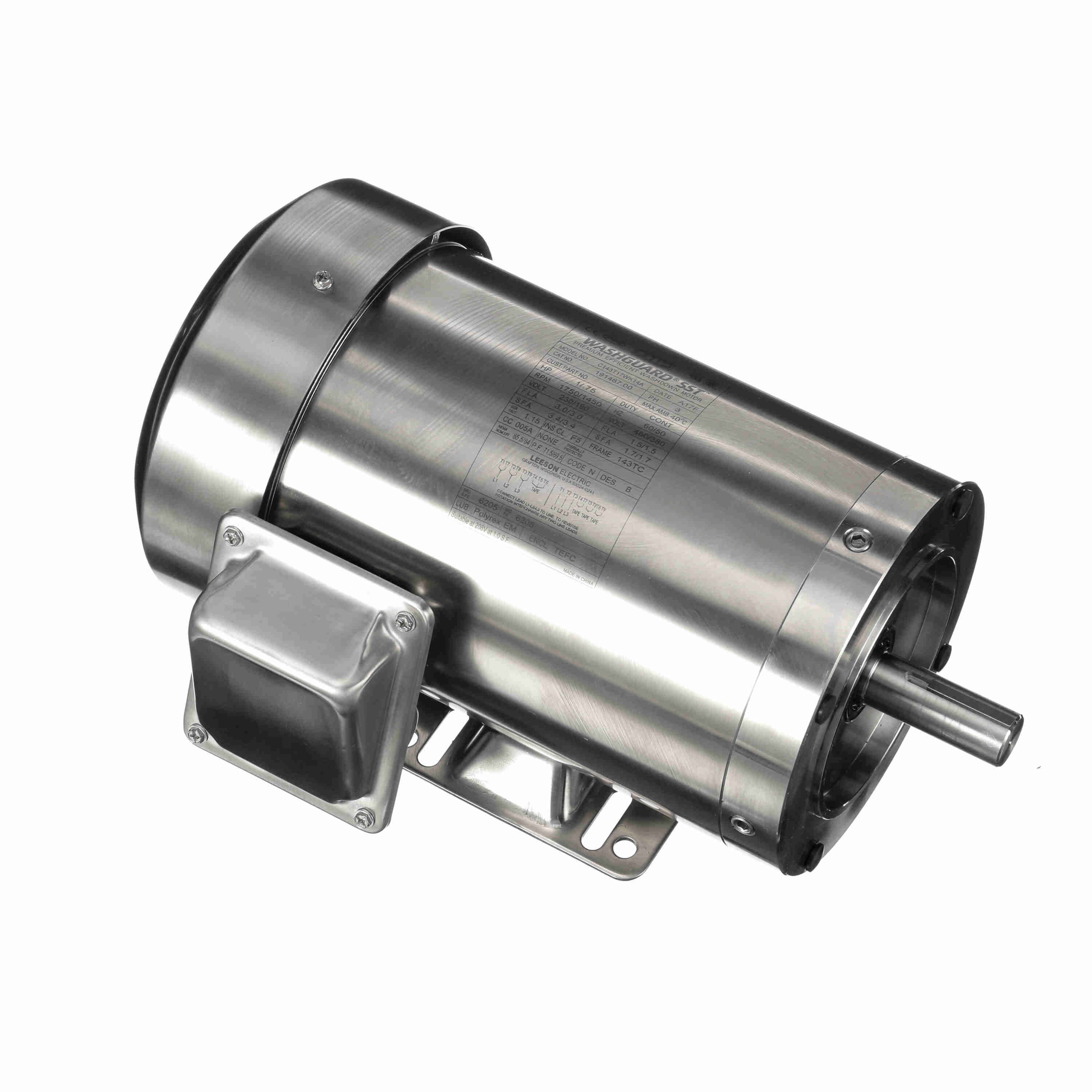 191487.00 1HP Leeson Electric SS Motor, Washdown