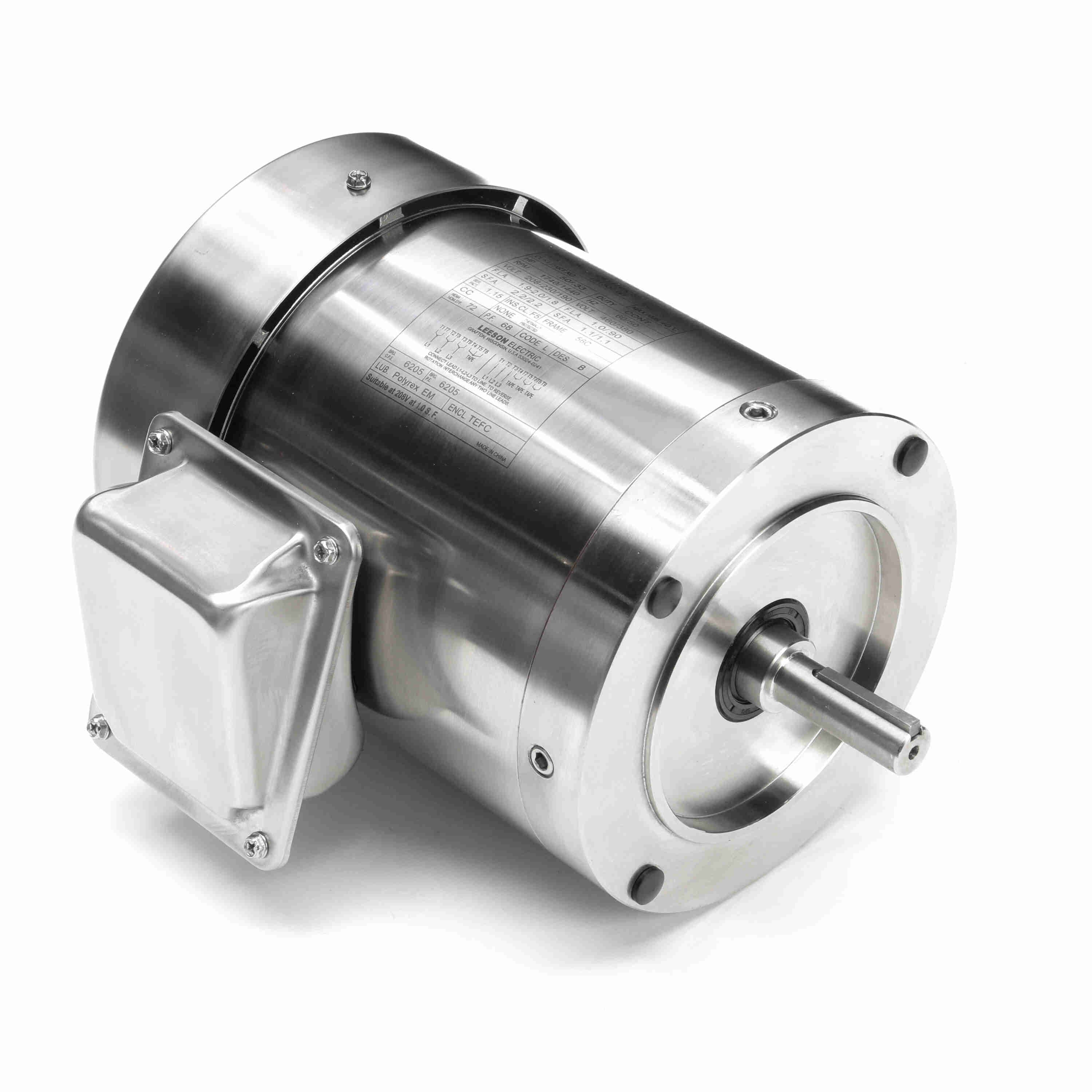 191507.00 Leeson 1/2HP Stainless Steel Electric Motor, Washdown Duty