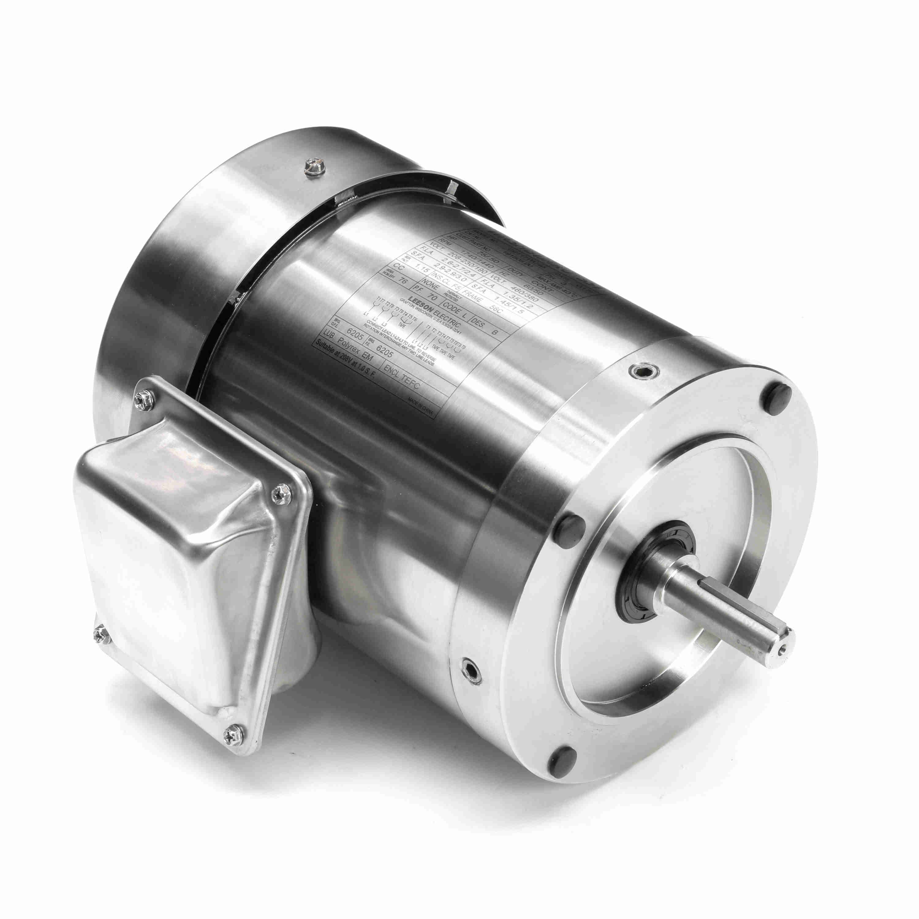 191508.00 Leeson 3/4HP Stainless Steel Electric Motor, Washdown Duty