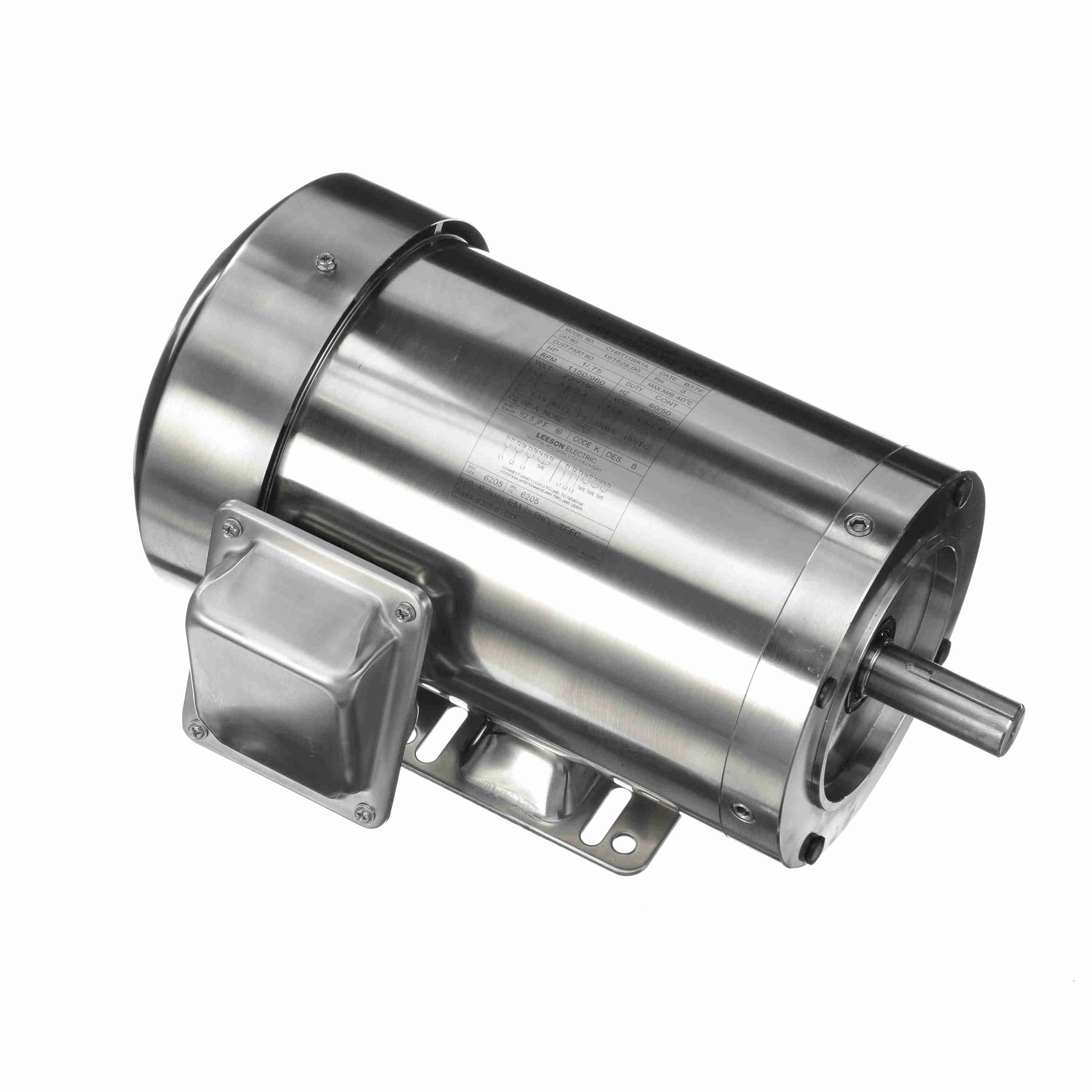 191528.00 1HP Leeson Electric SS Motor, Washdown