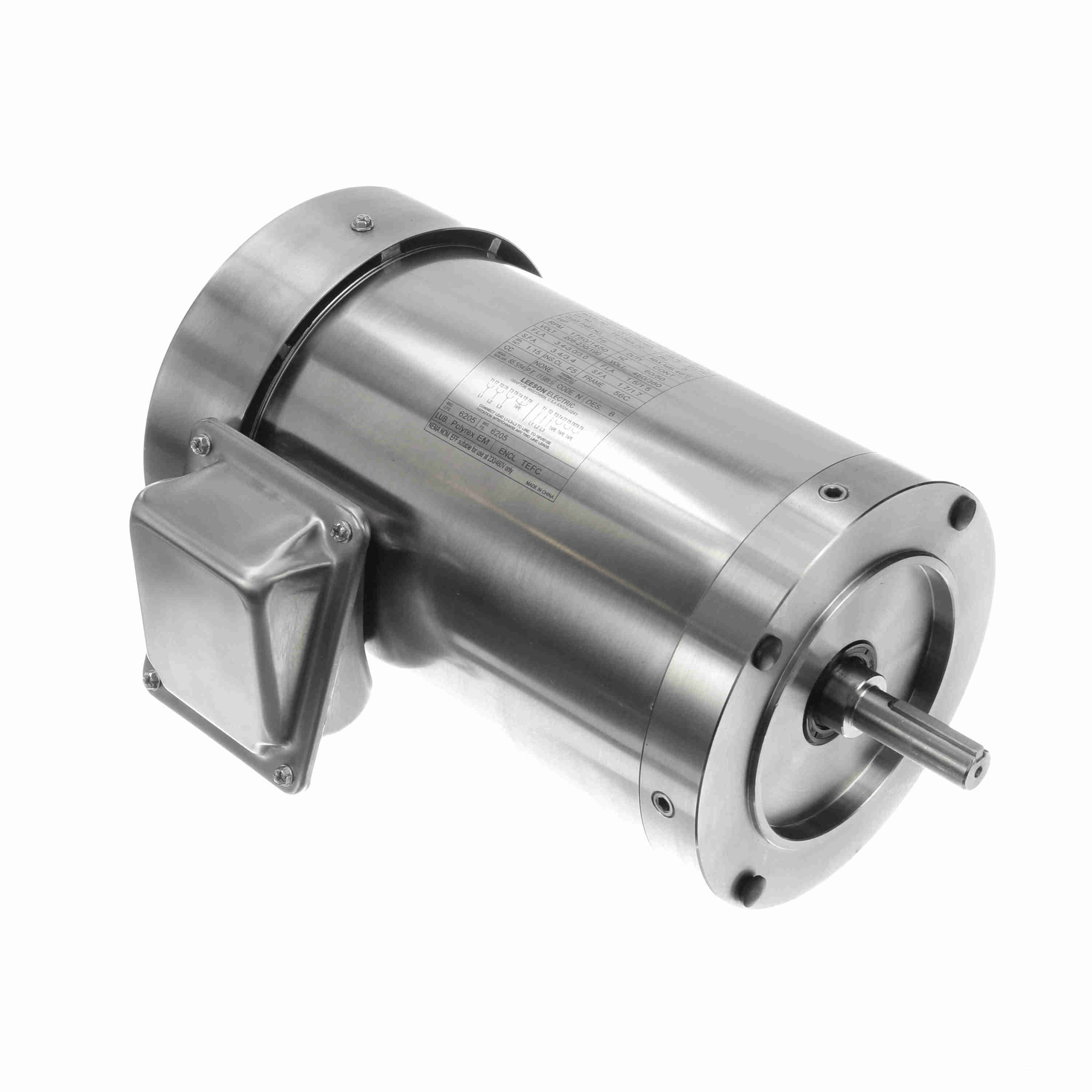 191564.00 Leeson 1HP Stainless Steel Electric Motor, Washdown Duty
