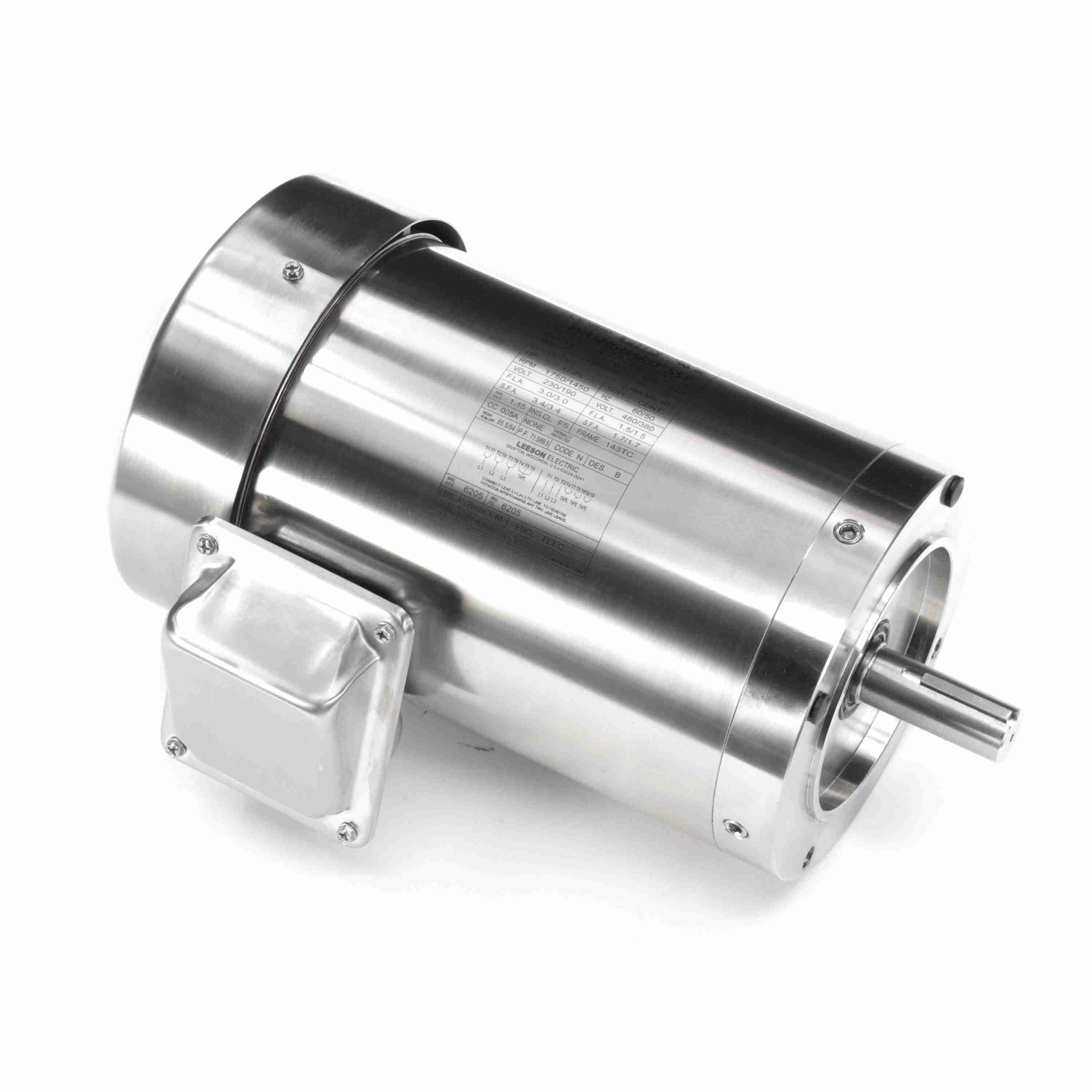191565.00 1HP Leeson Electric SS Motor, Washdown