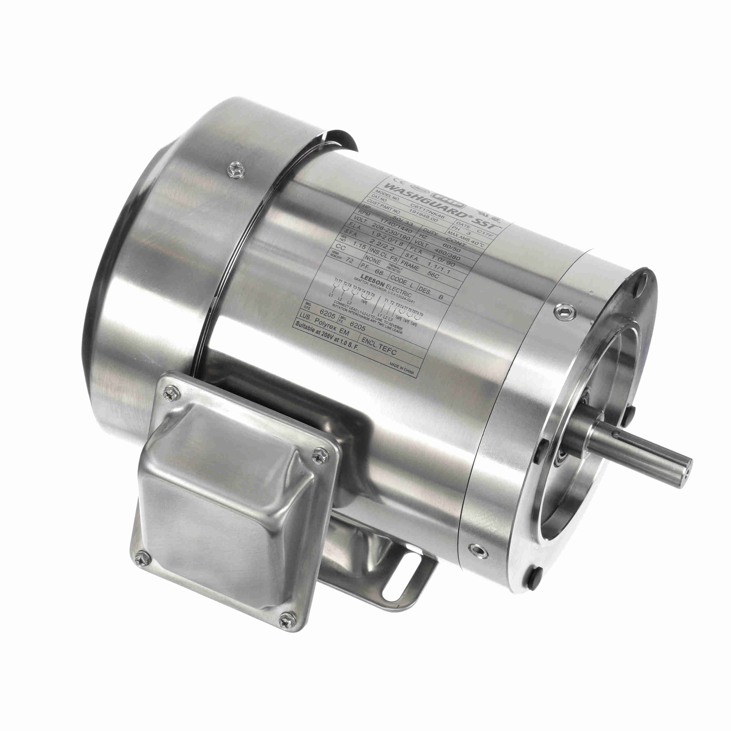 191949.00 1/2HP Leeson Electric SS Motor, Washdown