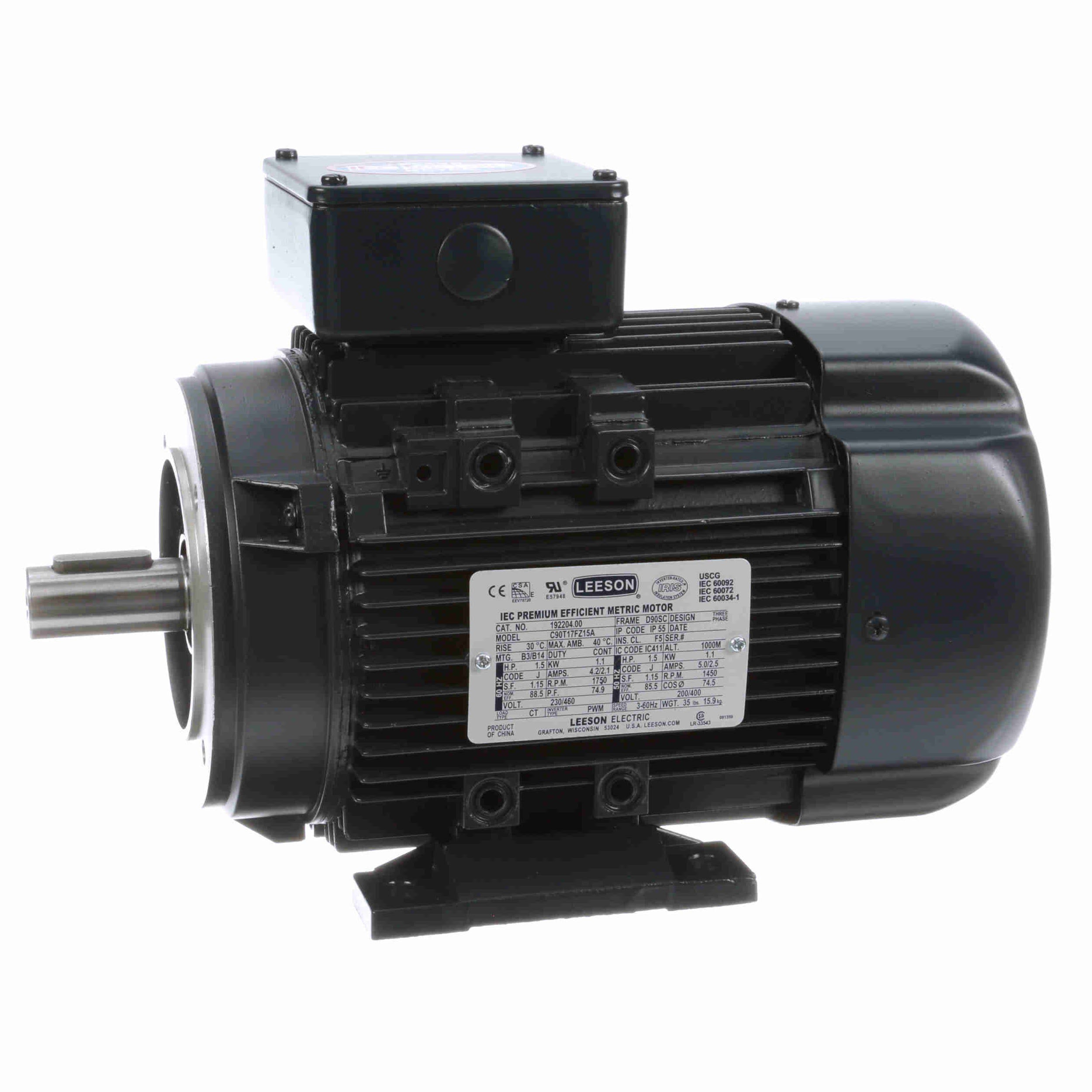 192204.00 Leeson 1.5HP / 1.1kW IEC Metric Electric Motor, 1740RPM - 0