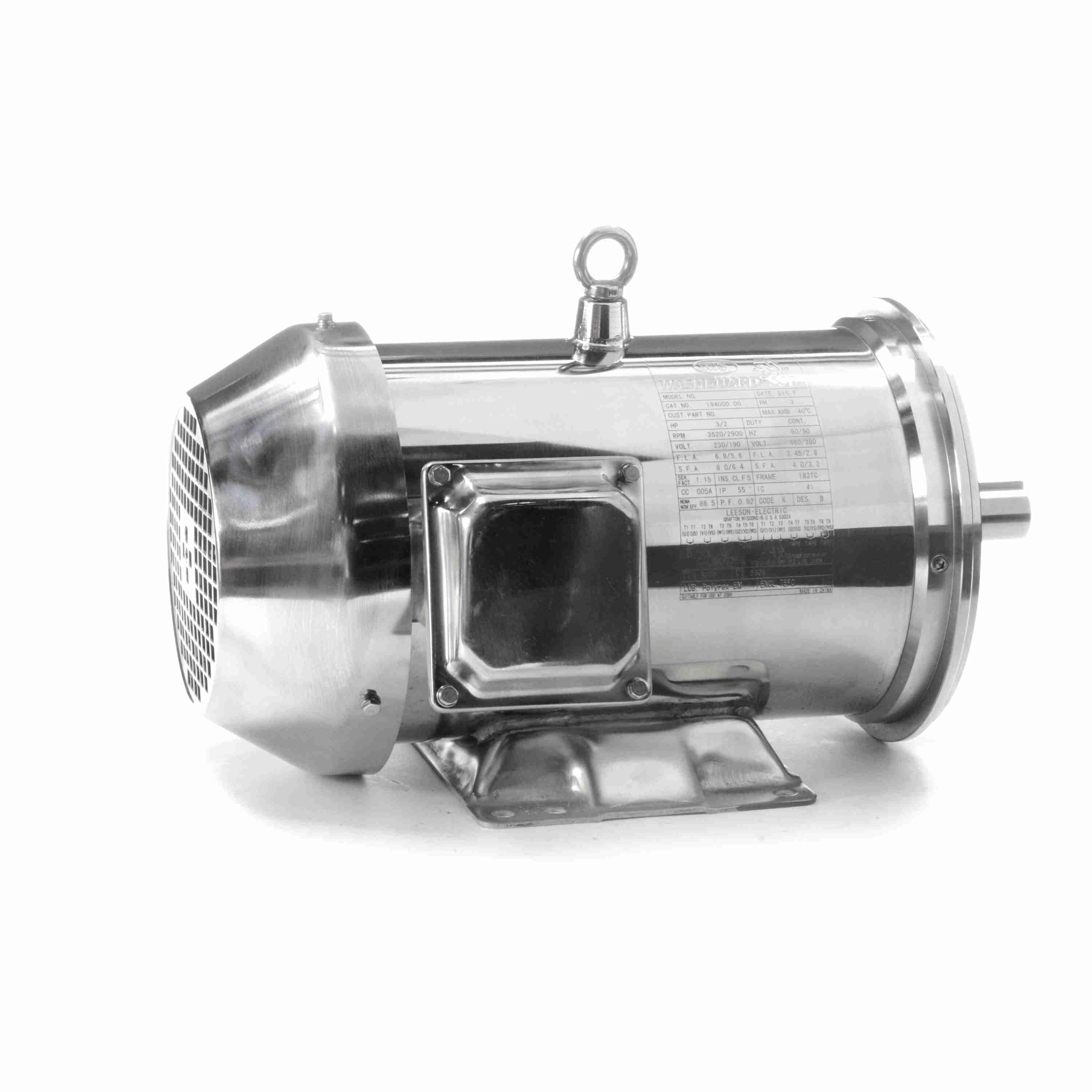 194000.00 3HP Leeson Electric SS Motor, Washdown