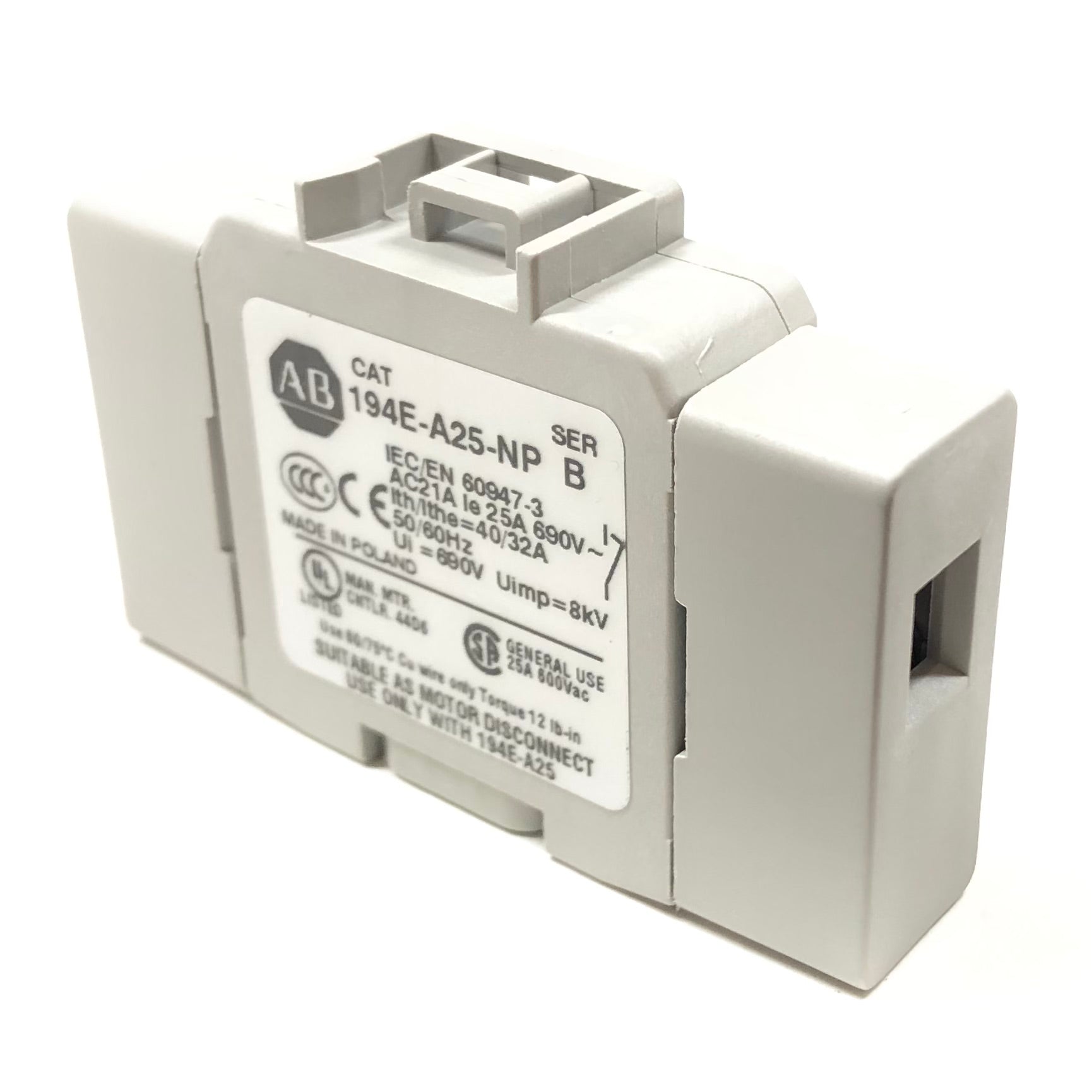 194E-A25-NP Allen Bradley Load Switch Body, 25A, 690V, 50/60Hz, 8kV