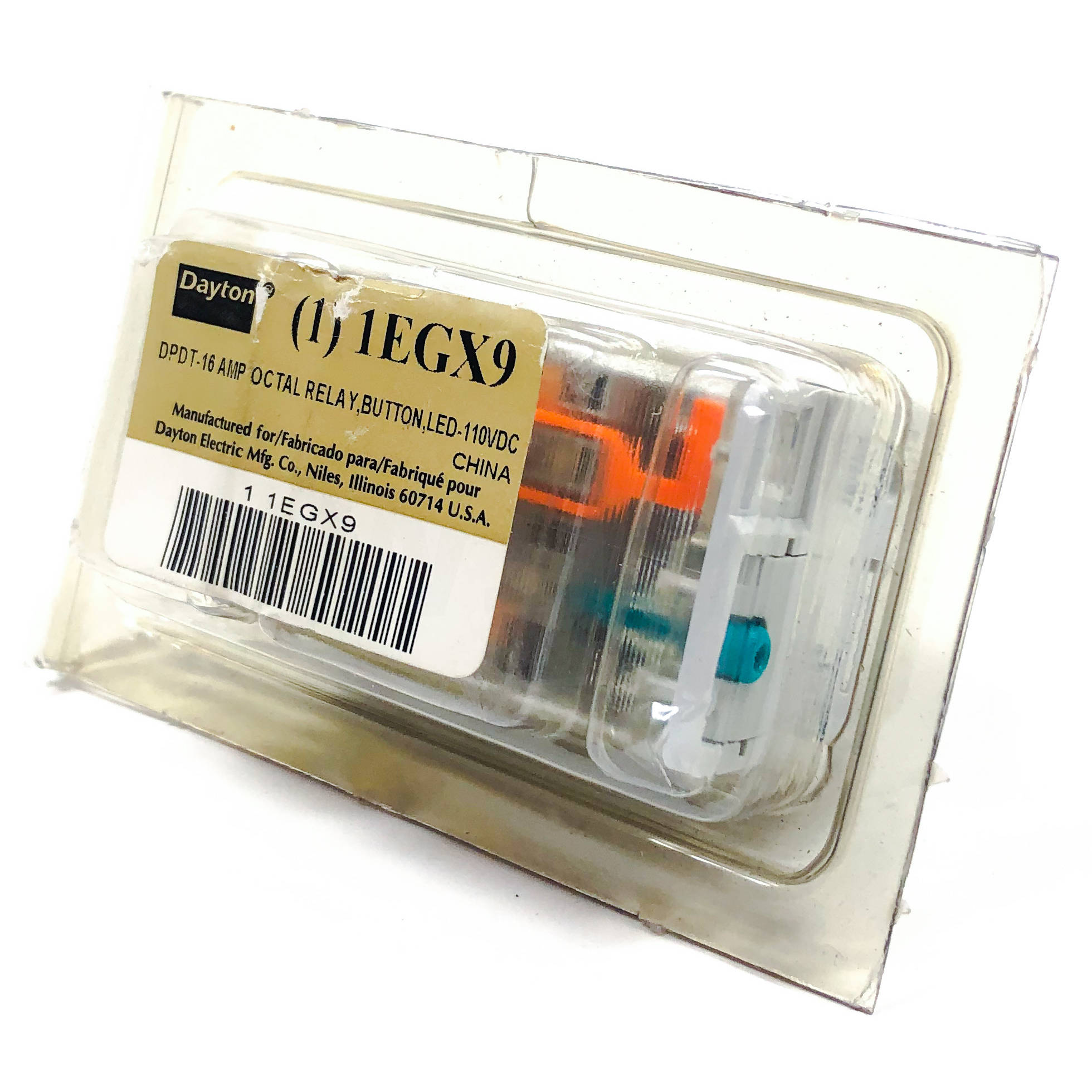 1EGX9 Dayton Plug-In Relay, 8-Pin, 110VDC Coil
