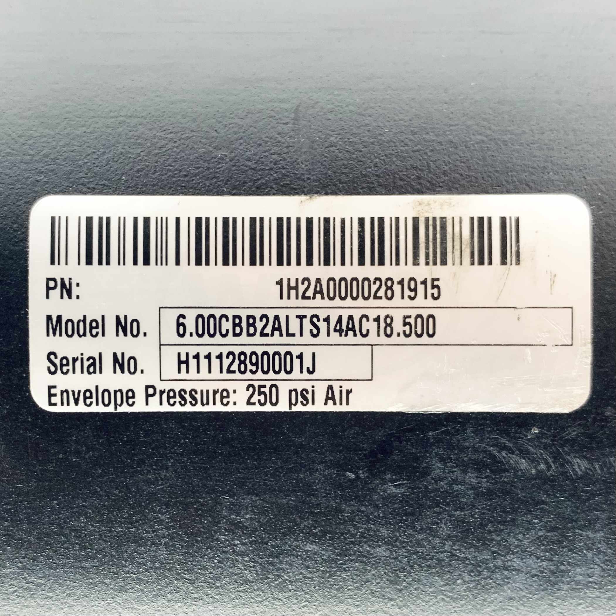 1H2A0000281915 Parker Pneumatic Cylinder, 250psi