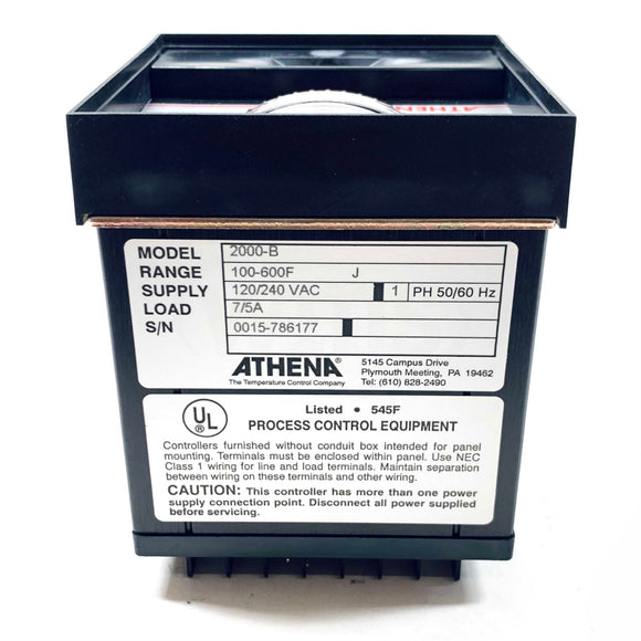 2000-B 100-600F Athena Temperature Controller, 120/240VAC, 7/5A, 1Ph, 50/60Hz