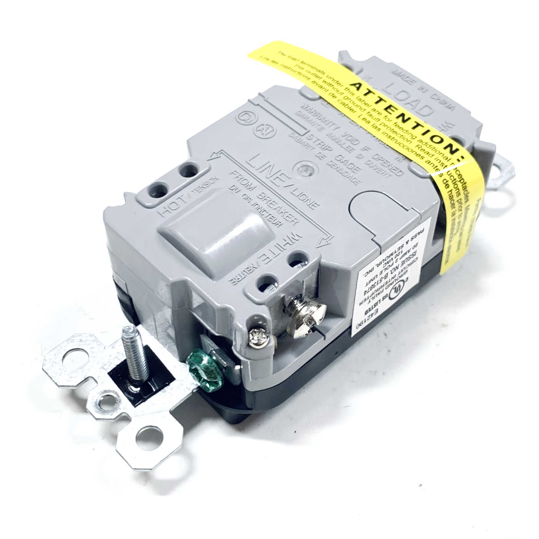 2095-BK Legrand GFCI Duplex Receptacle, 20A, 125VAC, 60Hz