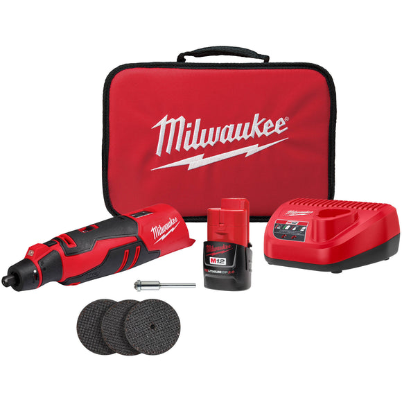 2525-21 Milwaukee M12 Brushless Rotary Tool Kit