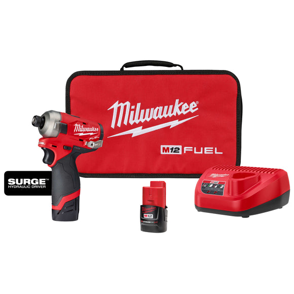 2551-22 Milwaukee M12 FUEL SURGE 1/4" Hex Hydraulic Driver 2 Battery Kit