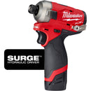 2551-22 Milwaukee M12 FUEL SURGE 1/4" Hex Hydraulic Driver 2 Battery Kit-1