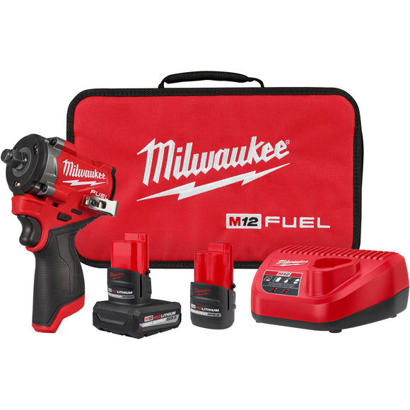 2563-22 Milwaukee M12 FUEL Stubby 1/2" Impact Wrench Kit