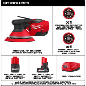 2585-22CX Milwaukee M12 FUEL 6" Random Orbital Sander Kit (3/16") - 0