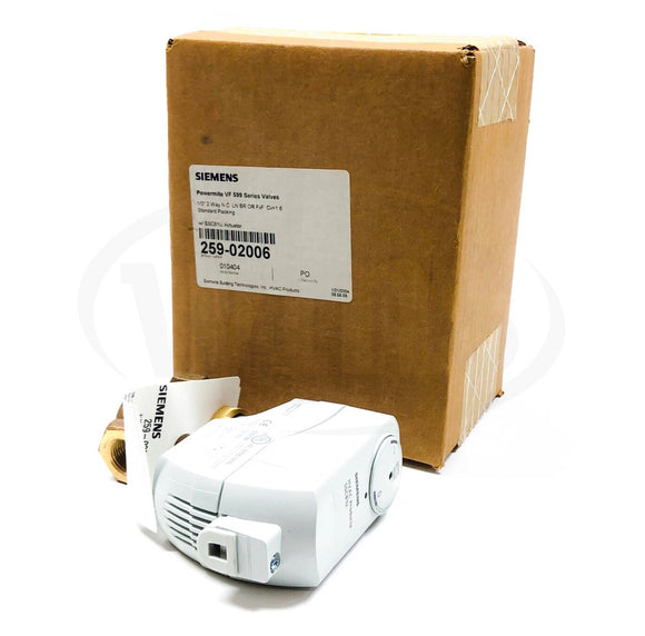 259-02006 Siemens Powermite VF 599 Series Valves 1/2" 2 Way N.C. LN BR Or FxF