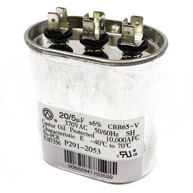 291-2053 Carrier Run Capacitor, Oval, 370VAC 20/5uF