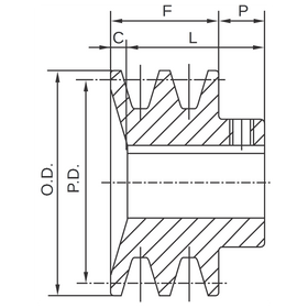 2BK2510 2.5" x 5/8" BK Double Groove V-Pulley - 0