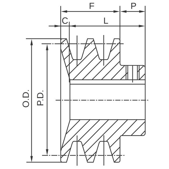 2BK2510 2.5" x 5/8" BK Double Groove V-Pulley