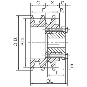 2BK36H 3.75" "H" Style BK Double Groove V-Pulley - 0