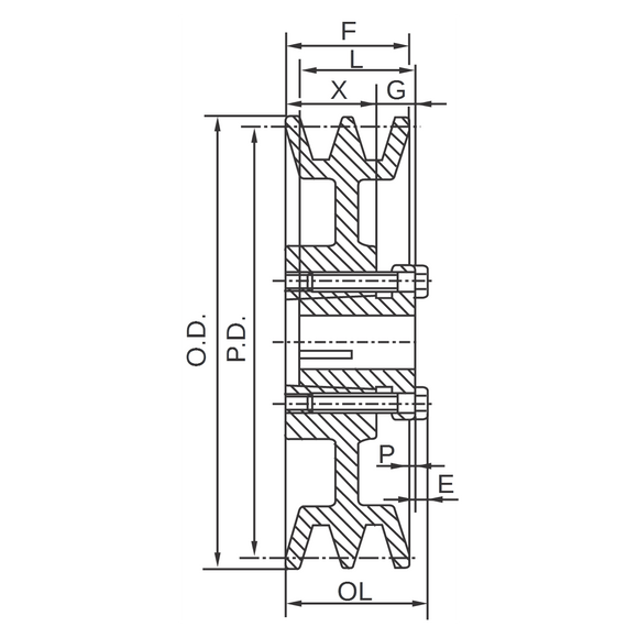 2BK50H AMEC 4.75" "H" Style BK Double Groove V-Pulley