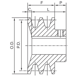 2BK2716 2.70" x 1" BK Double Groove V-Pulley