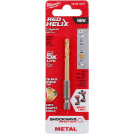 48-89-4610 Milwaukee SHOCKWAVE RED HELIX Titanium Drill Bit, 13/64"