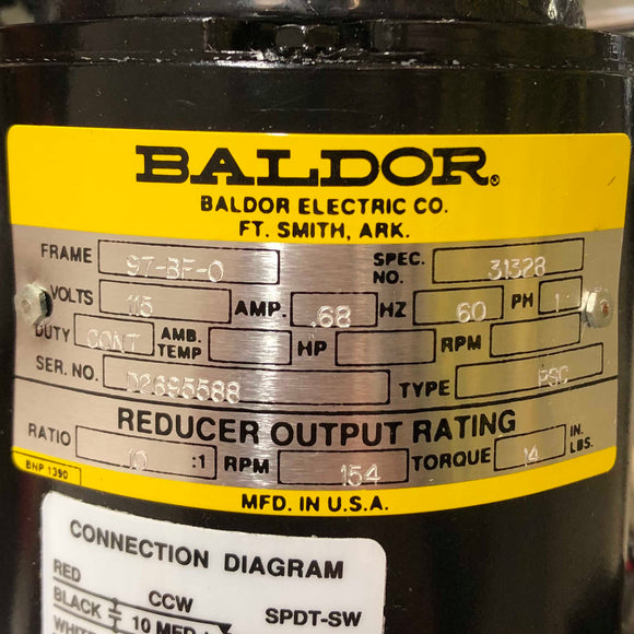 31328 Baldor Motor 97-BF-0 Frame, 115V, .68Amp 60Hz, 1Ph