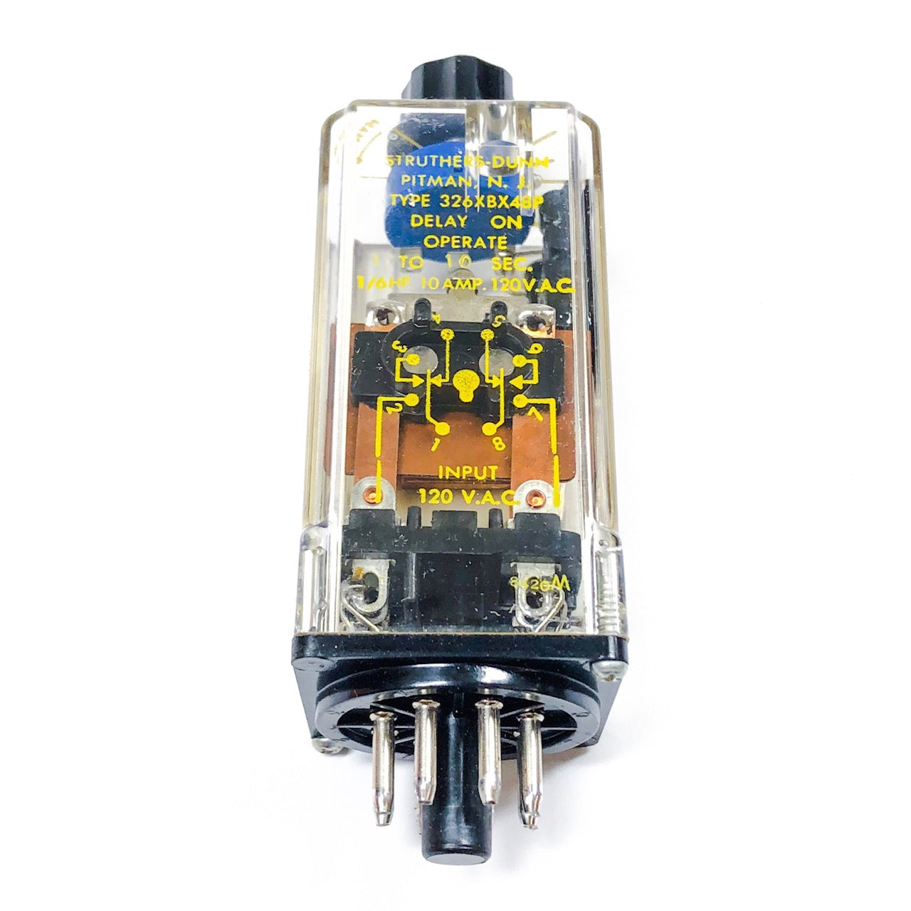 326XBX48P Struthers-Dunn, Inc. Time Delay on Relay, 1-10sec, 10 Amp, 120 Vac