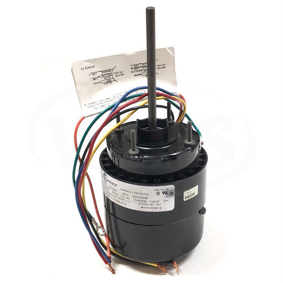 351 Century 1/20 HP Shaded Pole Motor, 115/230V, 1.5/74 Amps, 1550 RPM, 60 Hertz