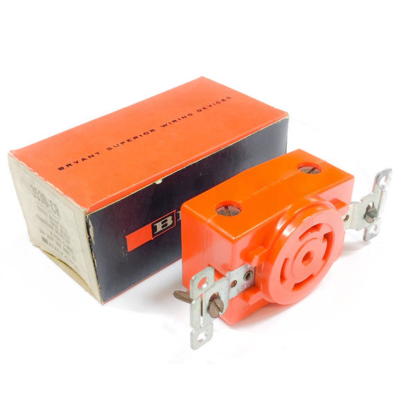 3550-CR Bryant Single Orange Receptacle, 30 Amp, 600V