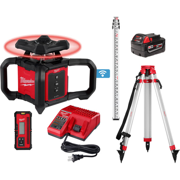 3701-21T Milwaukee M18 Red Exterior Rotary Laser Level Kit