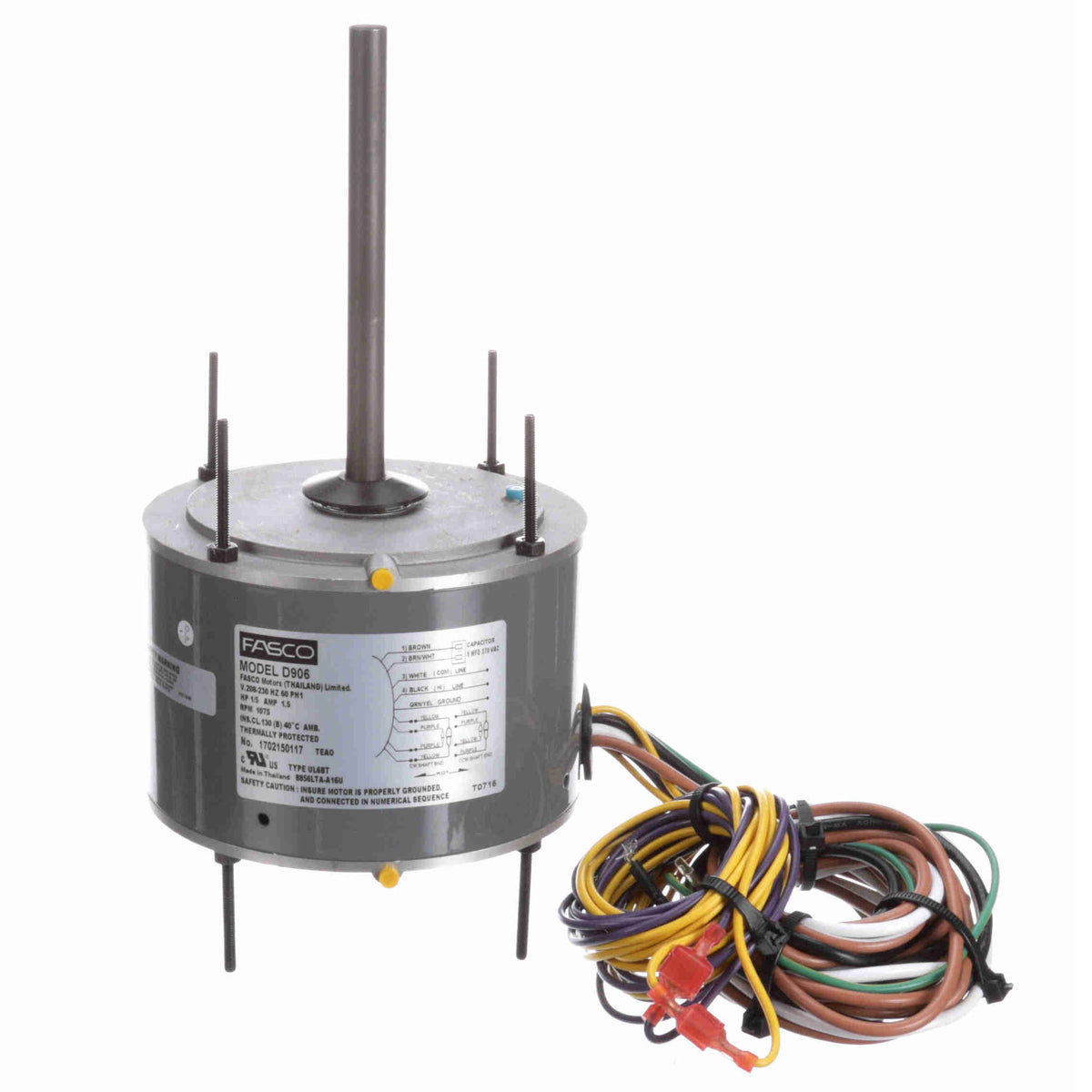D906 Fasco 1/5HP Conenser Fan Electric Motor, 1075RPM | Witmer Motor ...