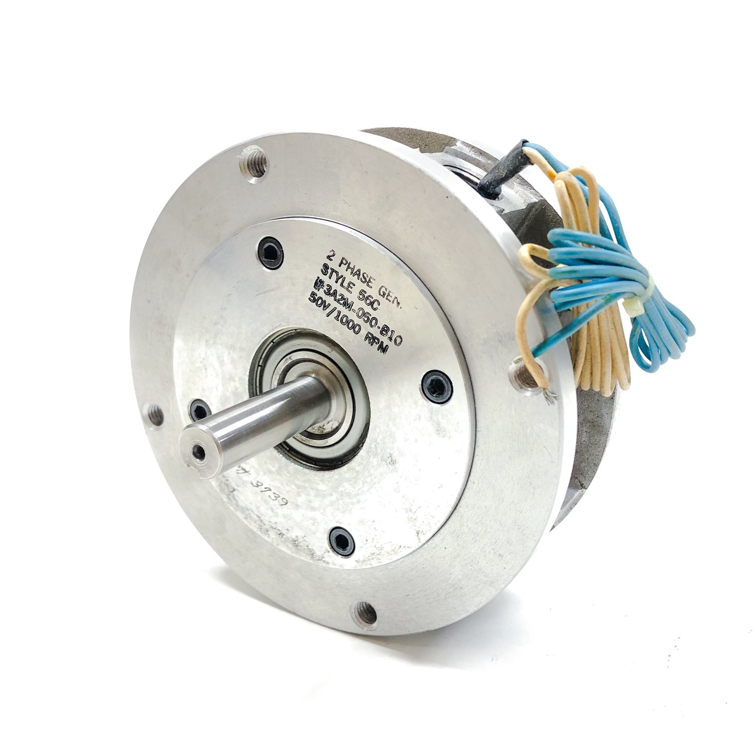 3A2M050-B10 Nidec/Fincor 2 Phase Gen Tachometer, 56C, 1000 Rpm, 5/8" Shaft, 50V.