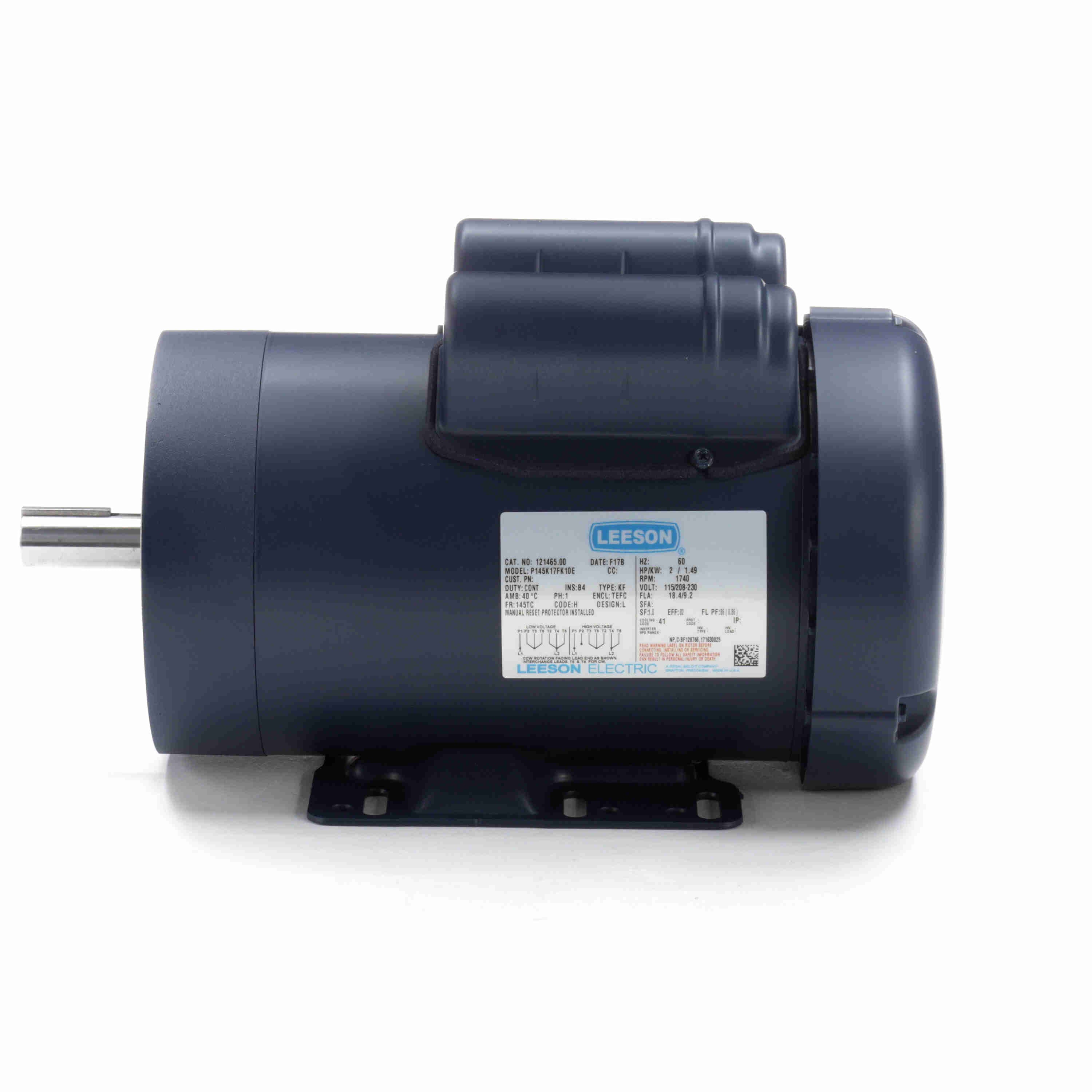 121465.00 Leeson 2HP Electric Motor, 1800RPM | Witmer Motor Service