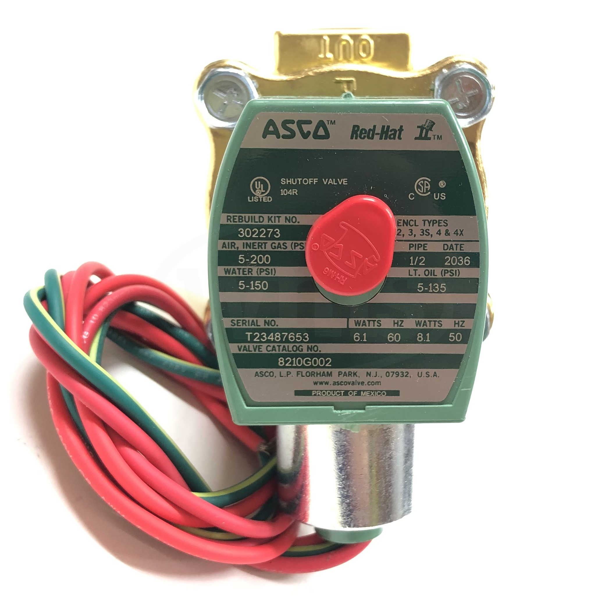 3UK51 ASCO 1/2" Solenoid Valve, 120V, 50/60Hz