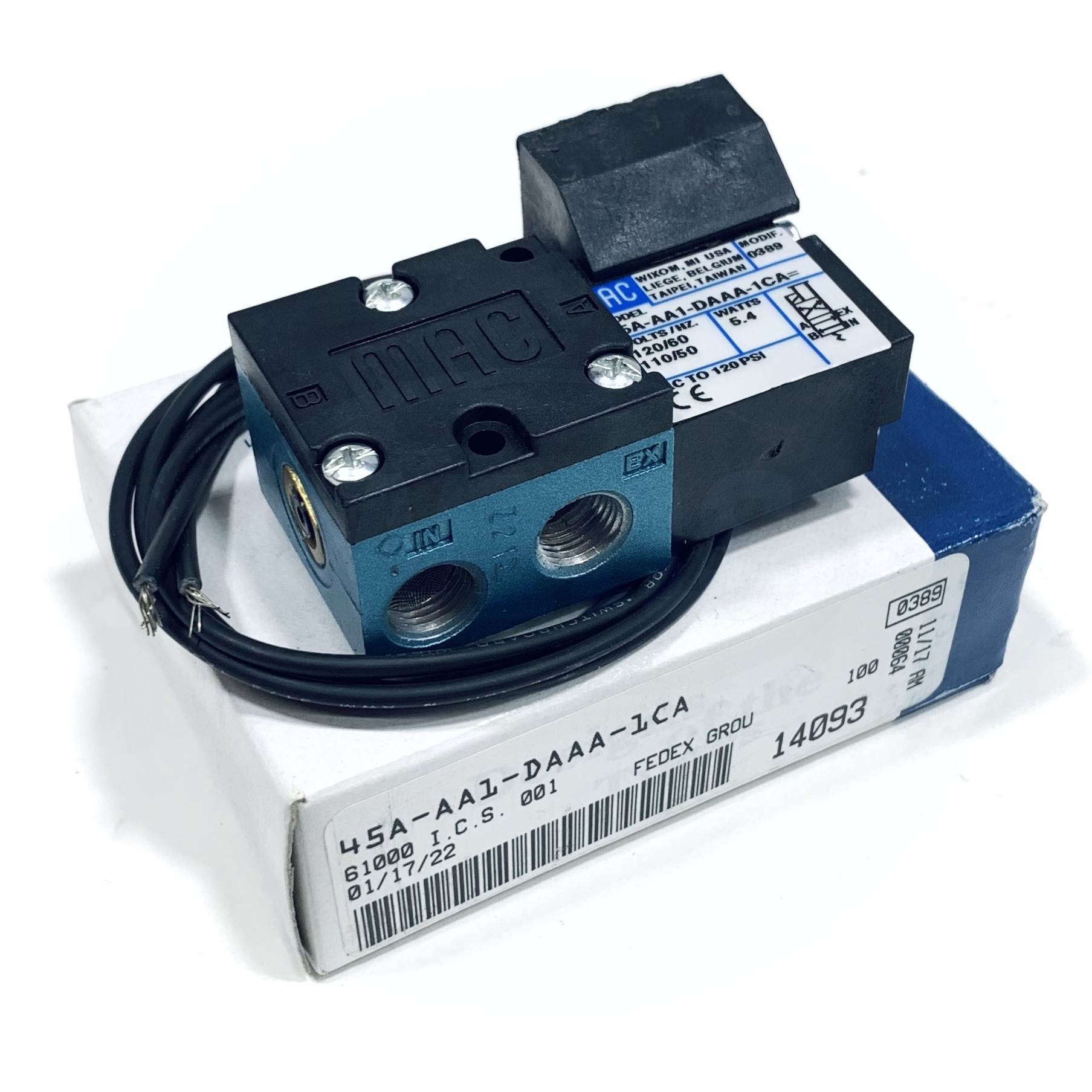 45A-AA1-DDAA-1CA Mac Solenoid Valve 110-120 V AC, 50/60 HZ, 4 Port Body, 1/8 Npt - 0