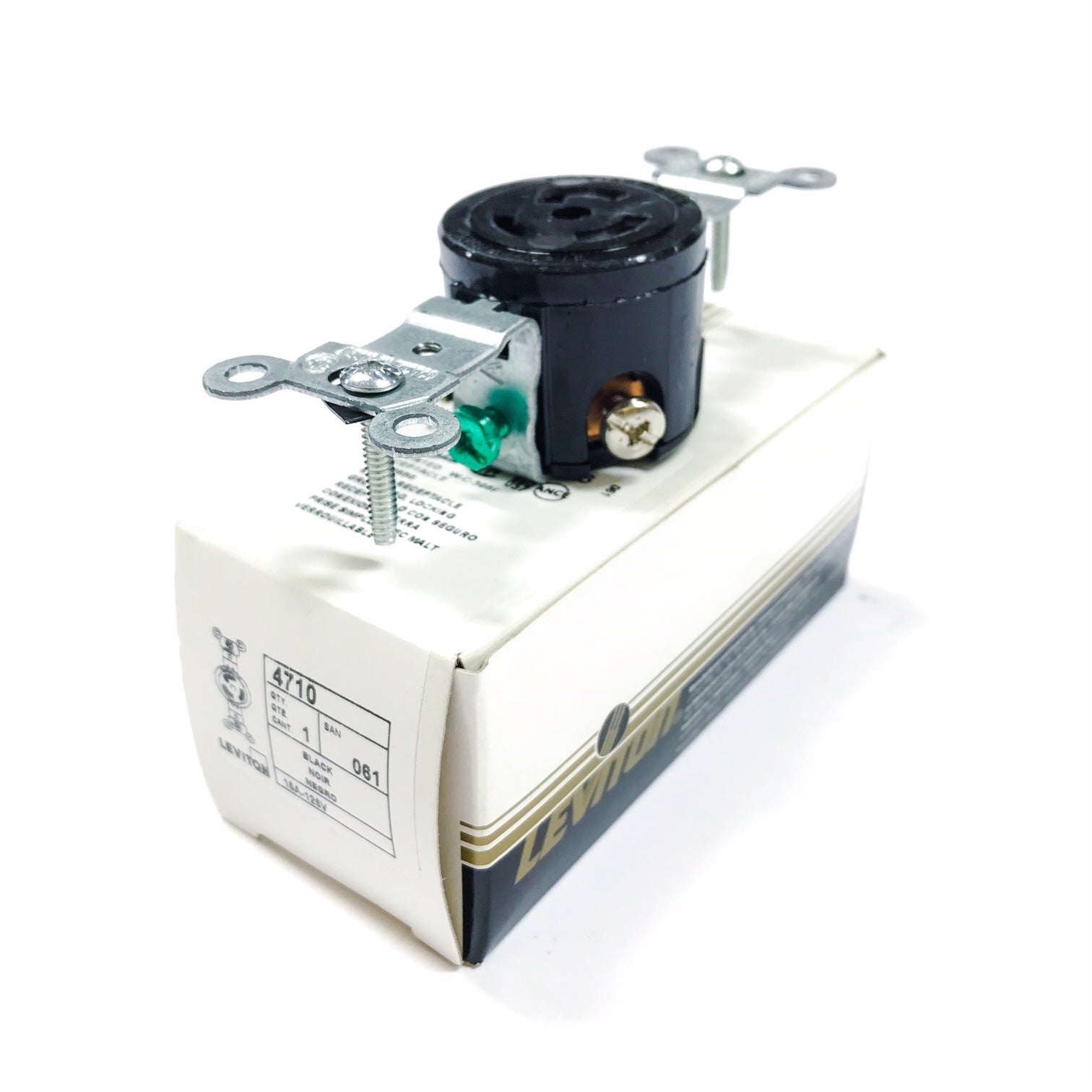 4710 Leviton Black Wall Receptacle, 15 Amp 125 Volt, Black