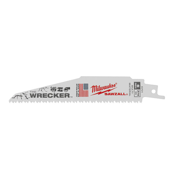 48-00-5701 Milwaukee SAWZALL WRECKER Multi Material Blades, 6" Length, 5 Pack
