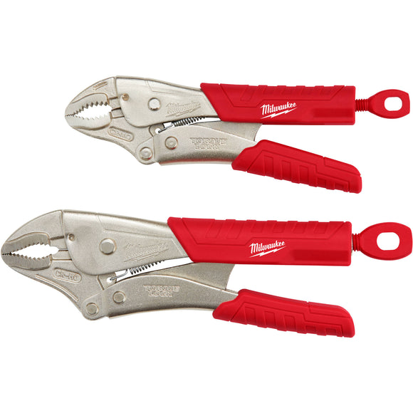 48-22-3402 Milwaukee 2-Piece 7" & 10" TORQUE LOCK Curved Jaw Locking Pliers Set