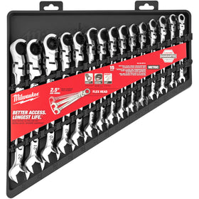 48-22-9513 Milwaukee 15-Piece Metric Flex Head Ratcheting Combination Wrench