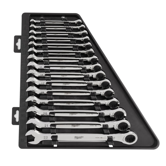 48-22-9516 Milwaukee 15PC Ratcheting Combination Wrench Set - Metric