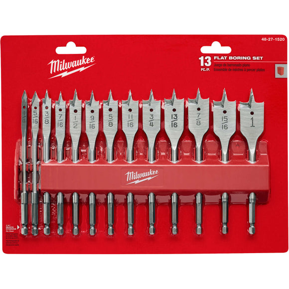48-27-1520 Milwaukee 13 Piece Flat Boring Bit Set