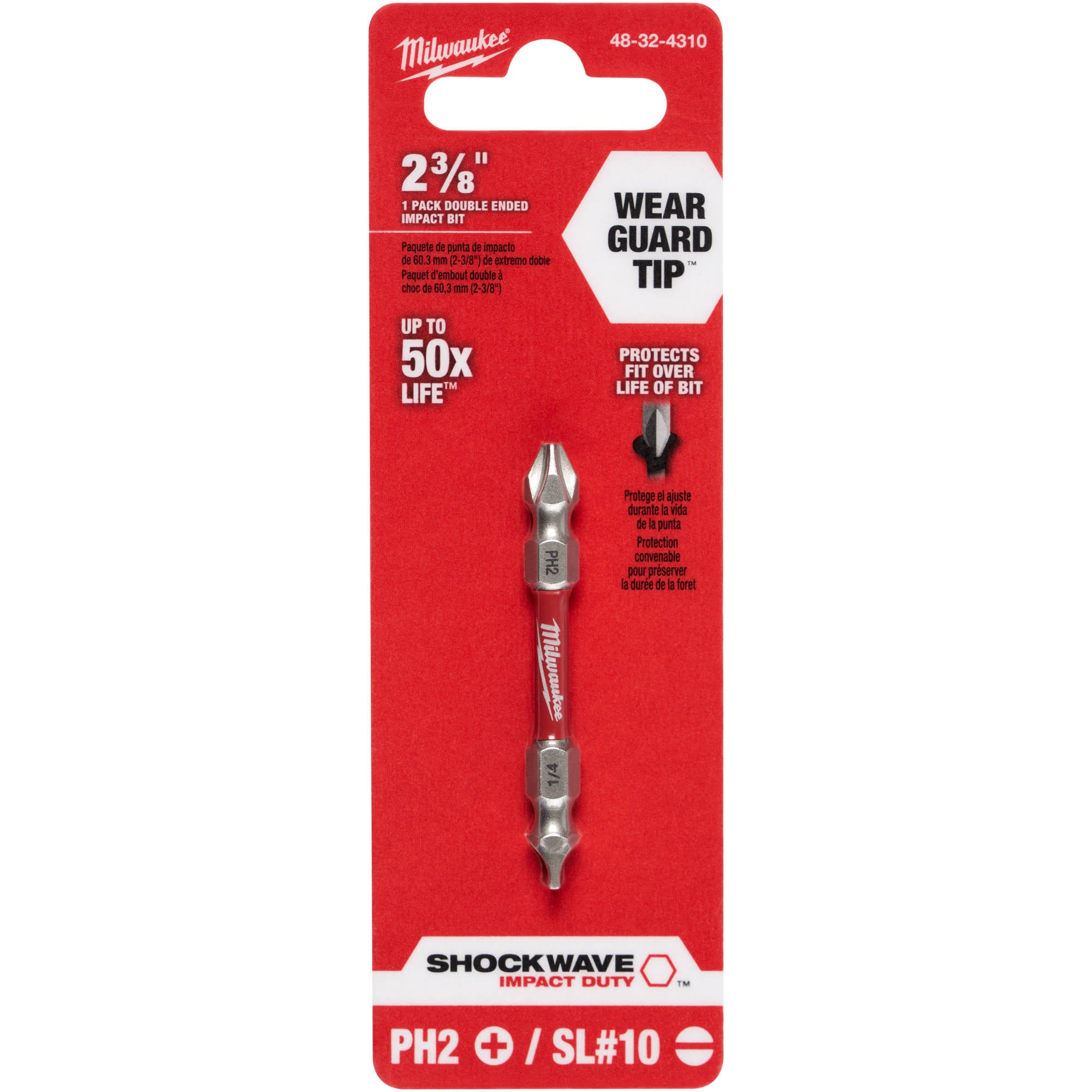 48-32-4310 Milwaukee SHOCKWAVE PH2/SL #10 Impact Double Ended Bit