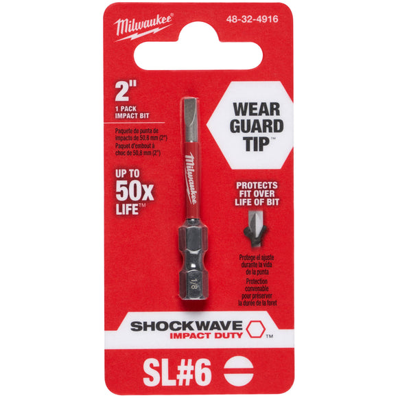 48-32-4916 Milwaukee Shockwave 2" Impact Slotted 1/8" Power Bit