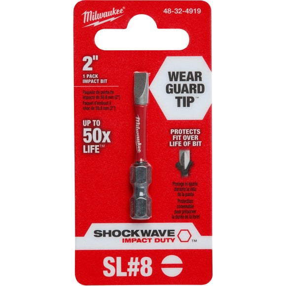 48-32-4919 Milwaukee SHOCKWAVE 2" Slotted Power Bit, 3/16" Width