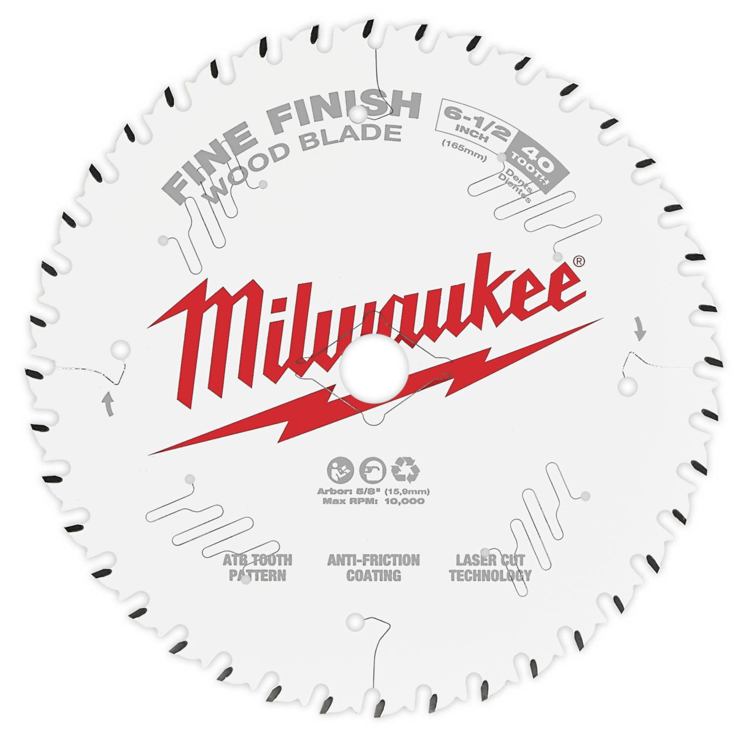 48-40-0622 Milwaukee Circular Saw Finish Blades, 6.5", 40T