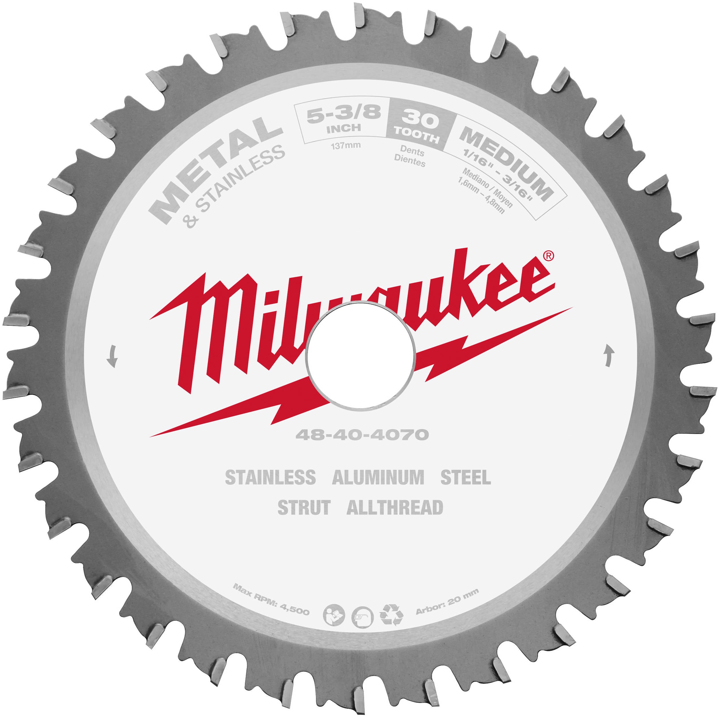 48-40-4070 Milwaukee 5-3/8" Metal & Stainless Cutting Circular Saw Blade