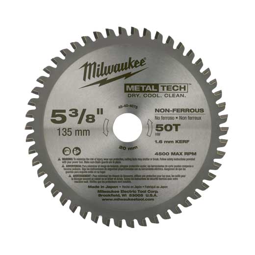 48-40-4075 Milwaukee 5-3/8" 50T Non-Ferrous Metal Circular Saw Blade