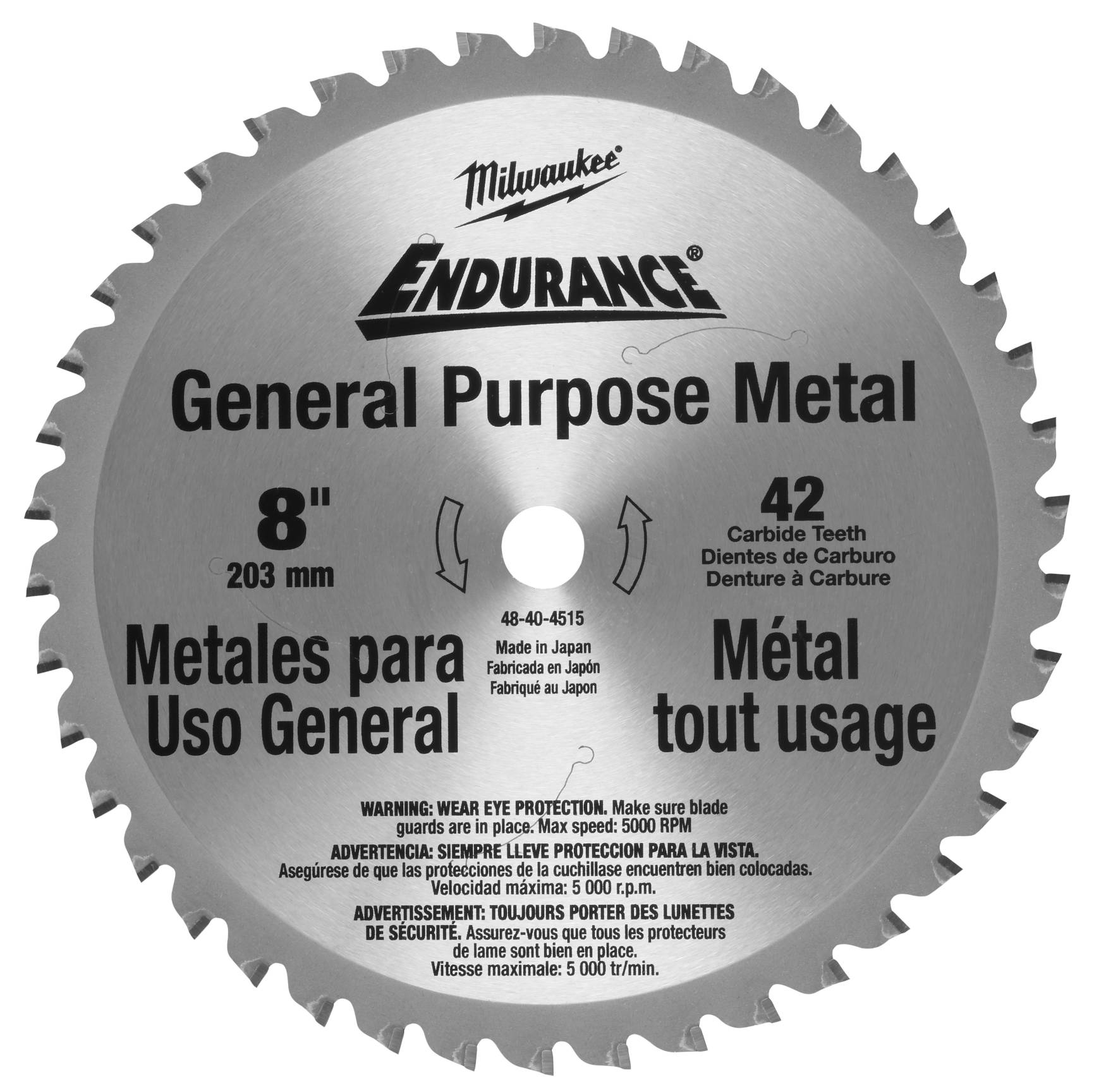 48-40-4515 Milwaukee Circular Saw Metal Cutting Blade, 8", 42 Tooth